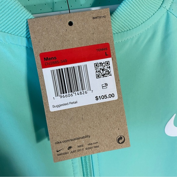 Nike Rafa Nadal Tennis Jacket Teal Dri Fit DV2885-349 - Size Large - Picture 5 of 10